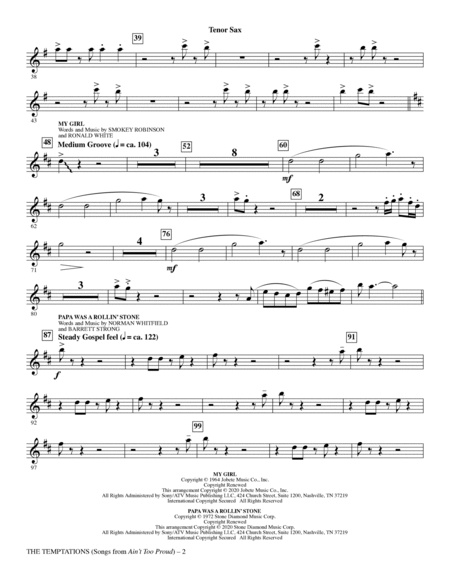 The Temptations (Songs from Ain't Too Proud) (arr. Mark Brymer) - Tenor Sax