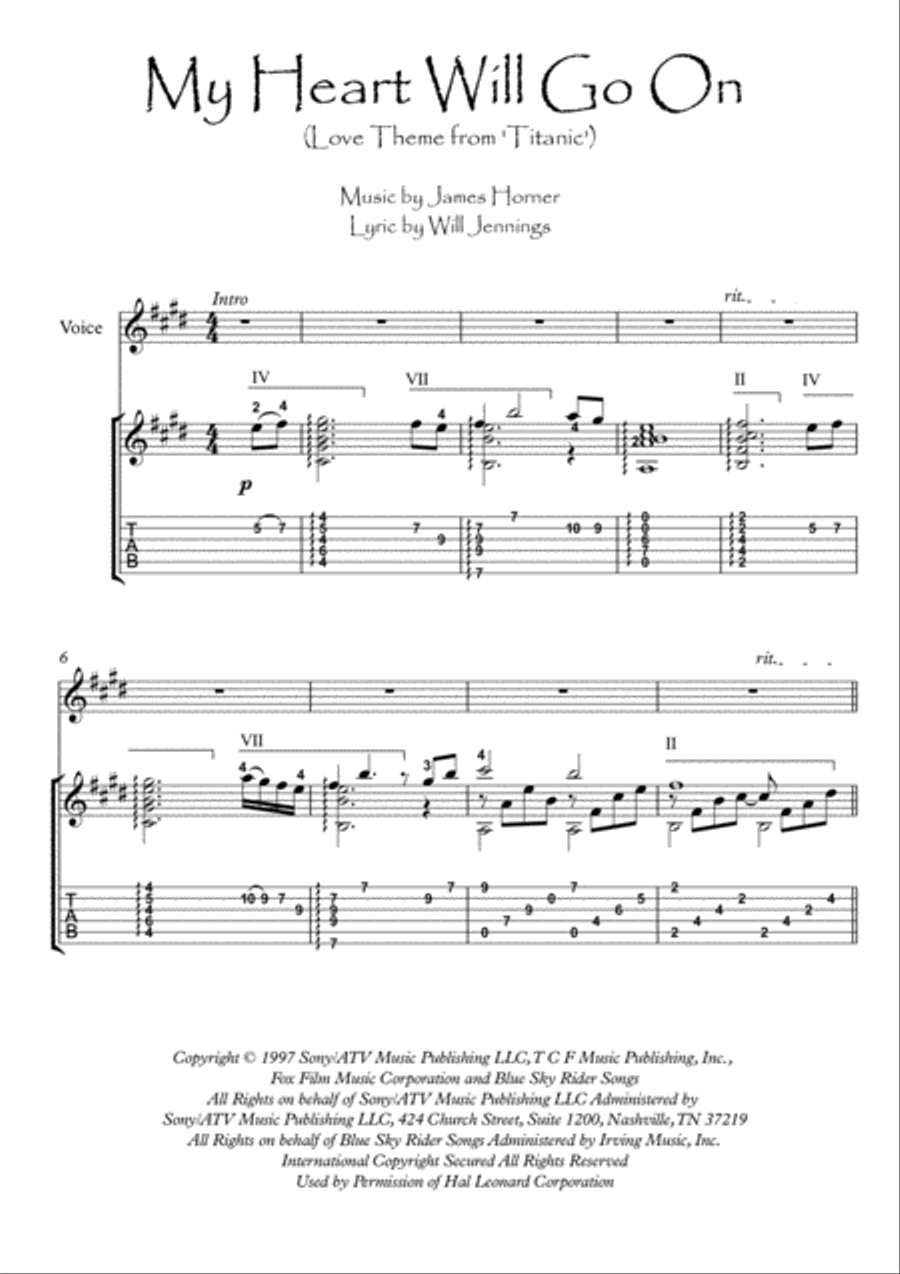 My Heart Will Go On (Love Theme from Titanic) Electric Guitar scores gallery preview page 1