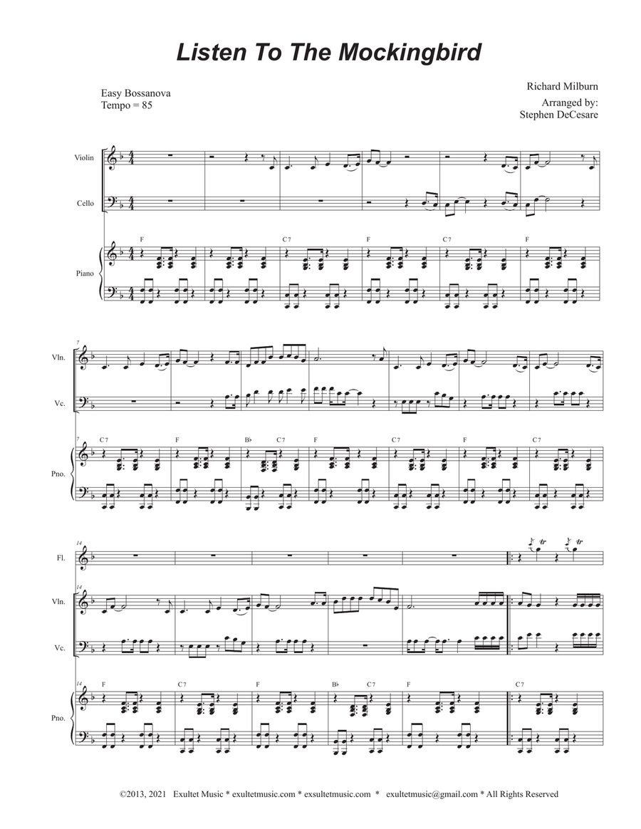 Listen To The Mockingbird (Duet for Violin and Cello)