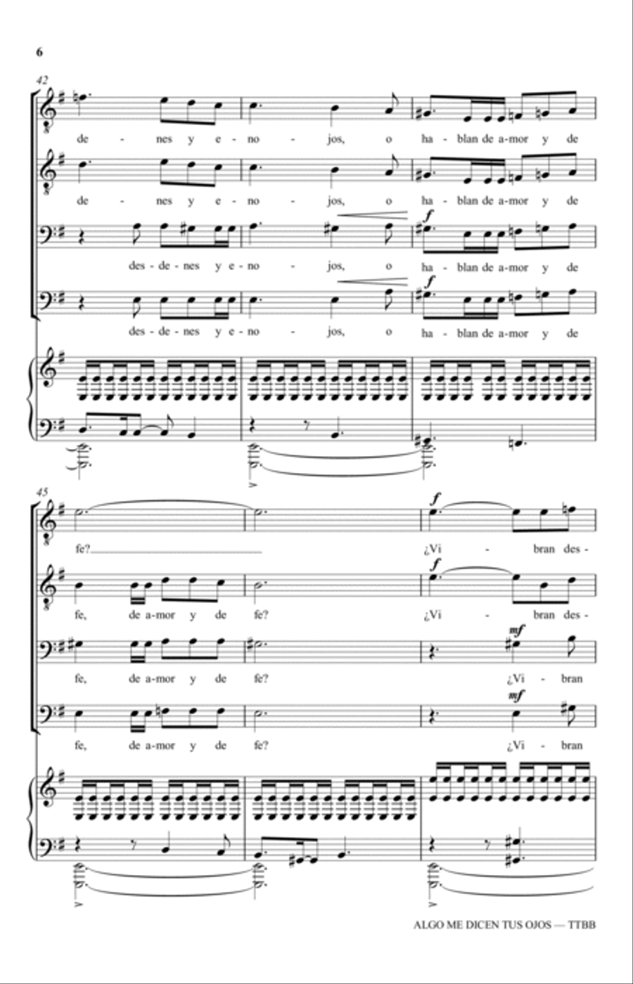 Algo Me Dicen Tus Ojos (from Three Spanish Songs for Men's Choir) TTBB scores gallery preview page 6