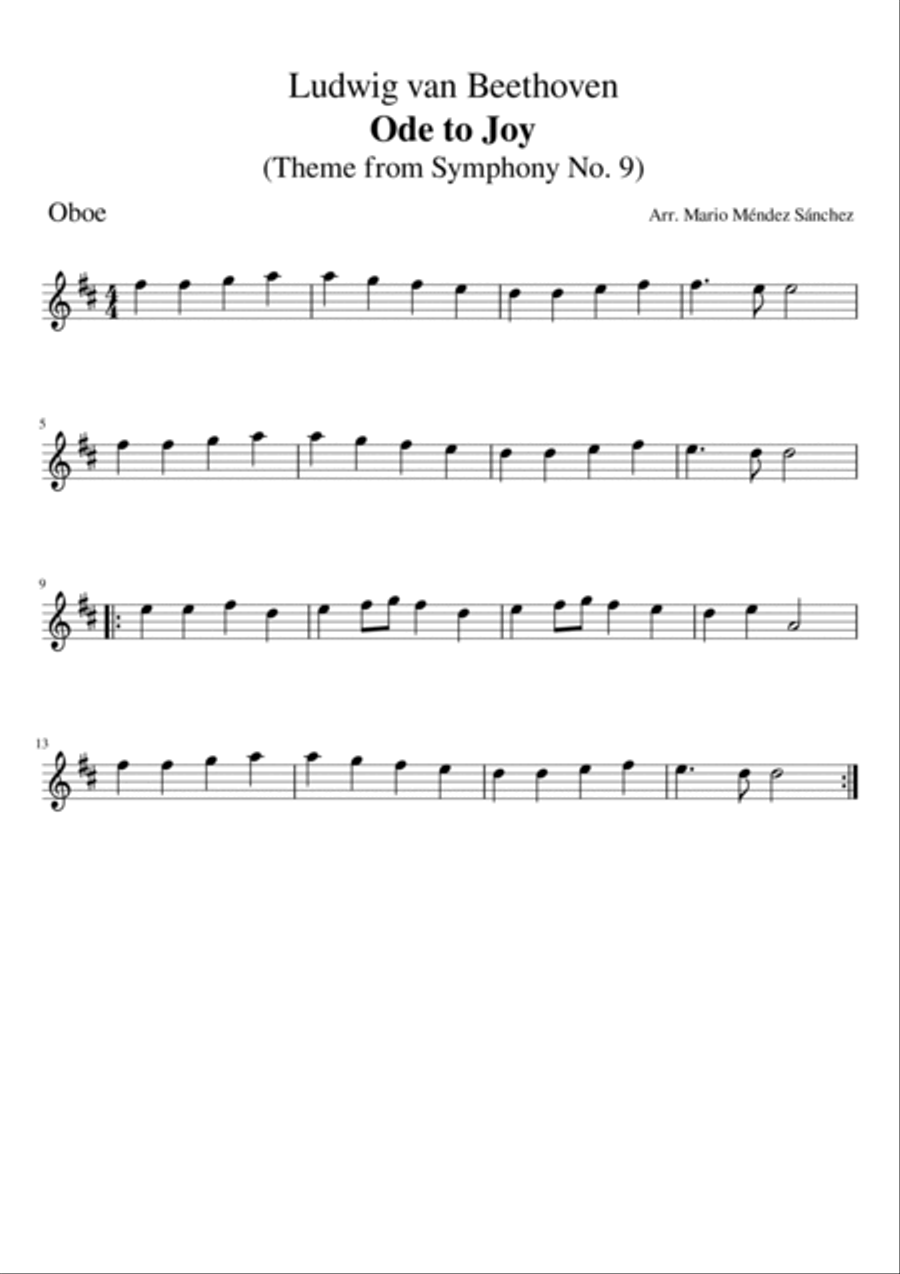 Ludwig van Beethoven - Ode to Joy (From Symphony No. 9) for Oboe and Piano Piano Accompaniment scores gallery preview page 2