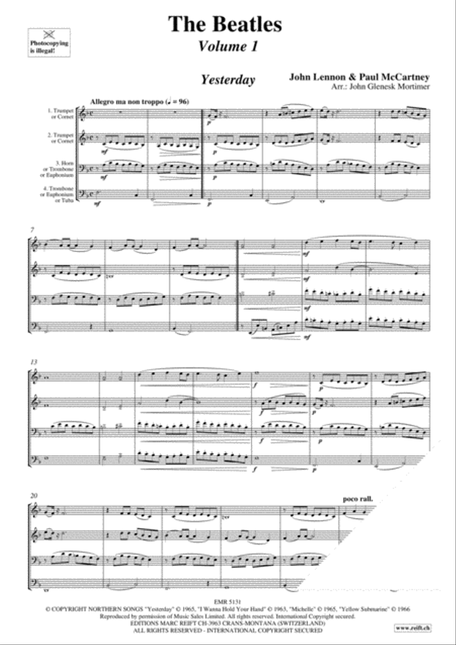 The Beatles Volume 1 The Beatles Volume 1 Brass Quartet scores gallery preview page 3