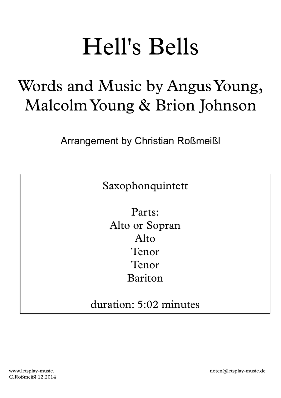 Hells Bells Woodwind Quintet scores gallery preview page 1