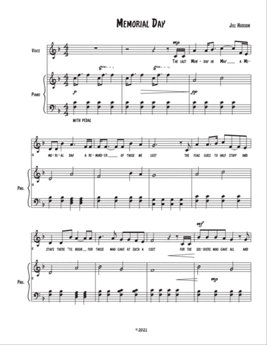 Memorial Day, for voice with piano accompaniment Voice Solo scores gallery preview page 4