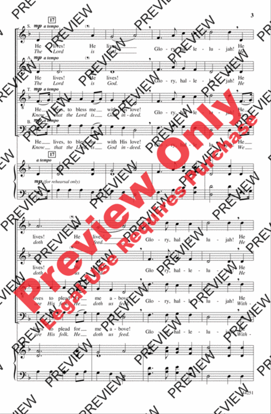 I Know That My Redeemer Lives 4-Part scores gallery preview page 3