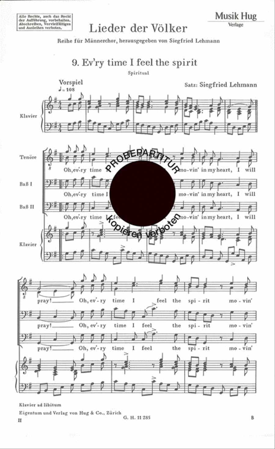 Ev'ry time i feel the Men's Choir scores gallery preview page 1