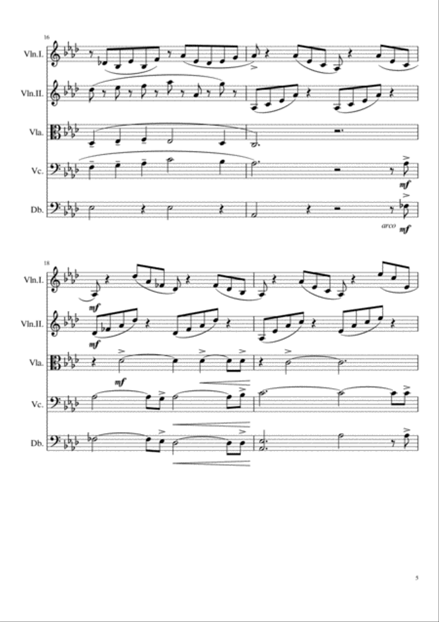 Liebestraum no.3 String Quartet scores gallery preview page 5