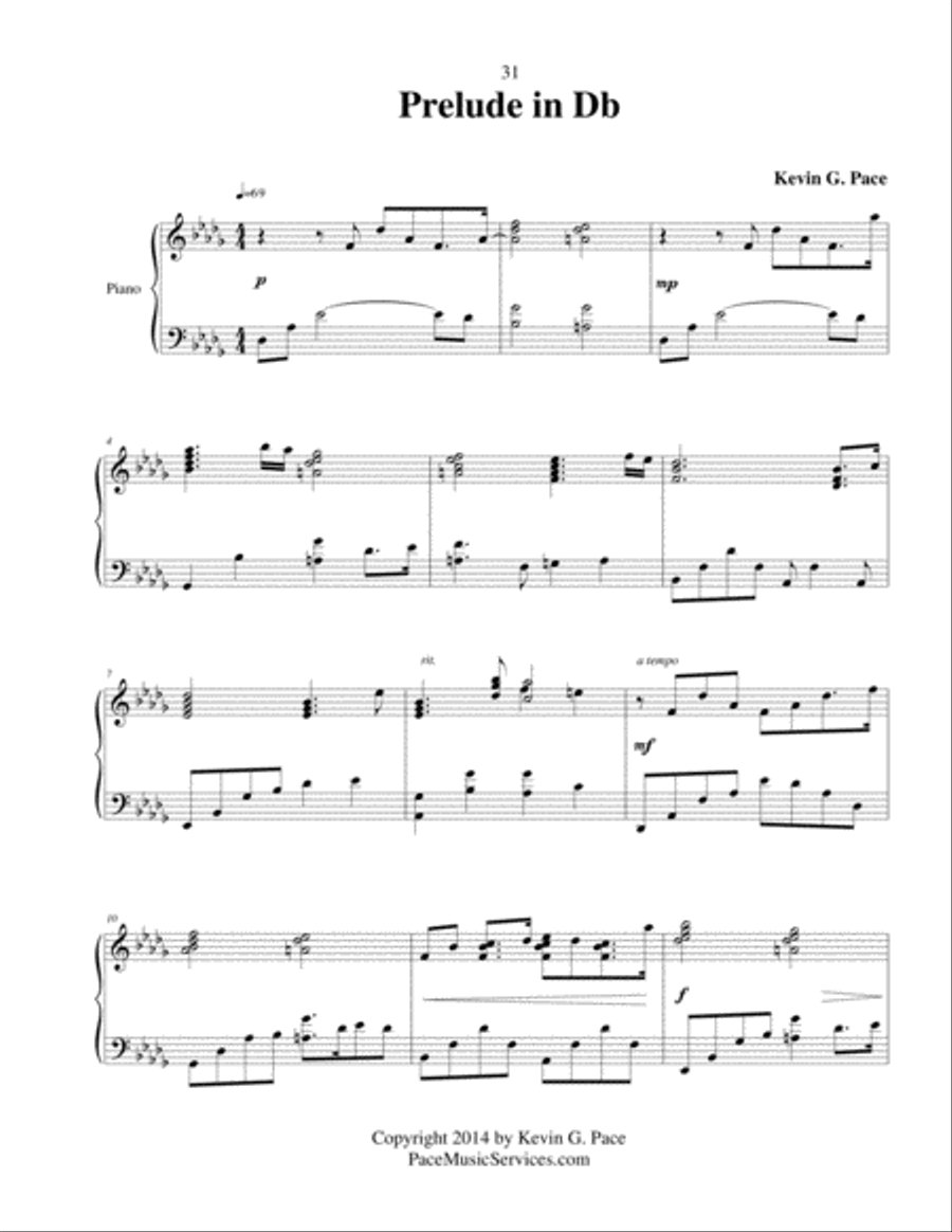 Prelude in Db - original piano solo prelude Piano Solo scores gallery preview page 2