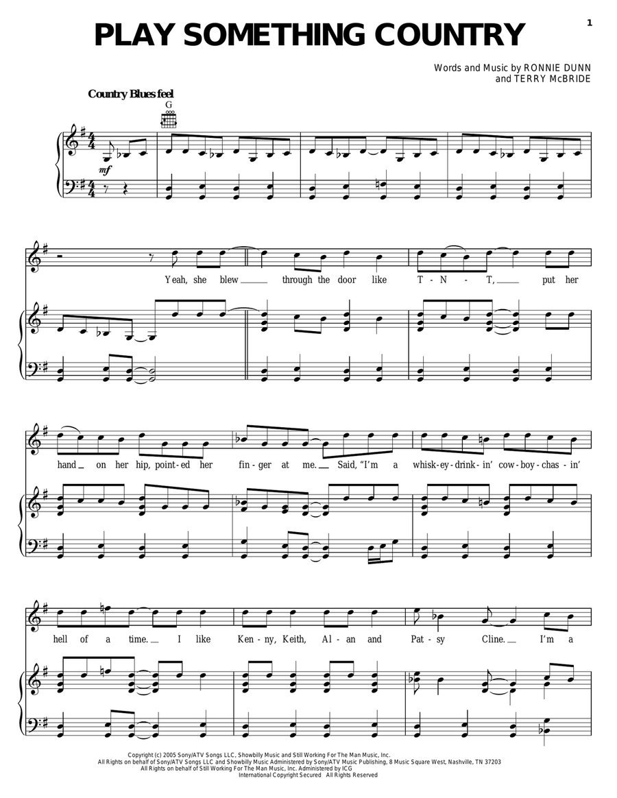 Play Something Country Piano, Vocal, Guitar scores gallery preview page 1