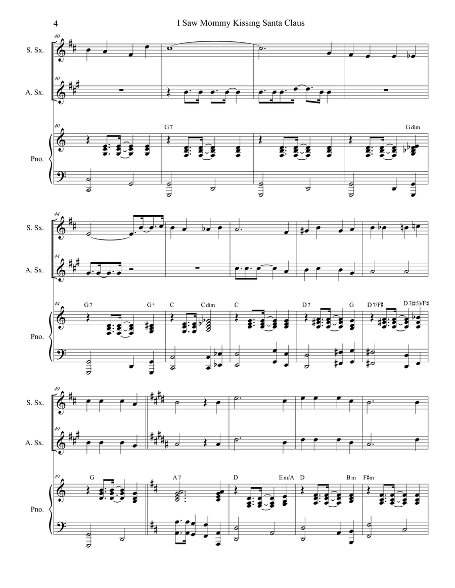 I Saw Mommy Kissing Santa Claus Soprano Saxophone scores gallery preview page 4