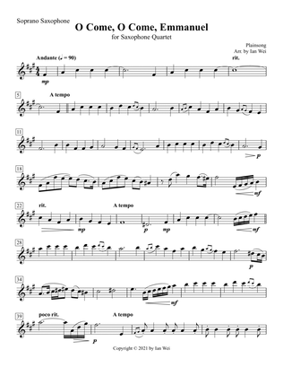 O Come, O Come, Emmanuel for Saxophone Quartet