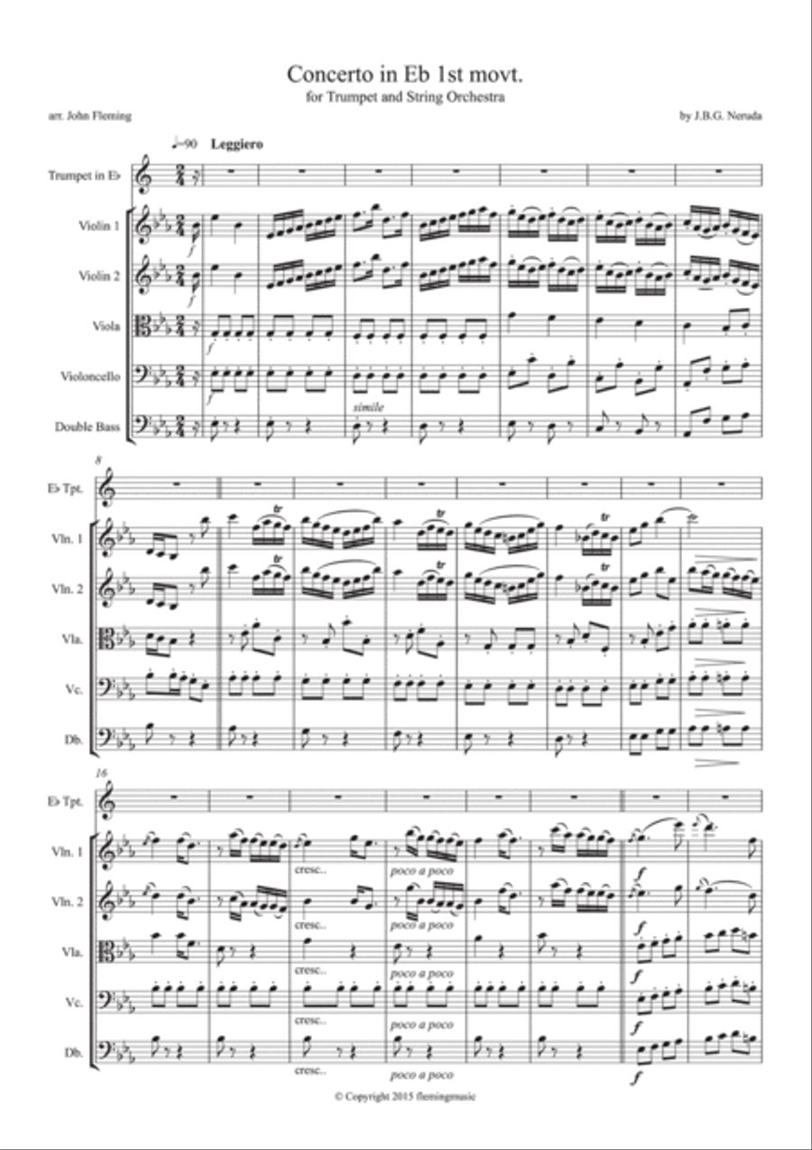 Neruda Trumpet Concerto in Eb Chamber Orchestra scores gallery preview page 2