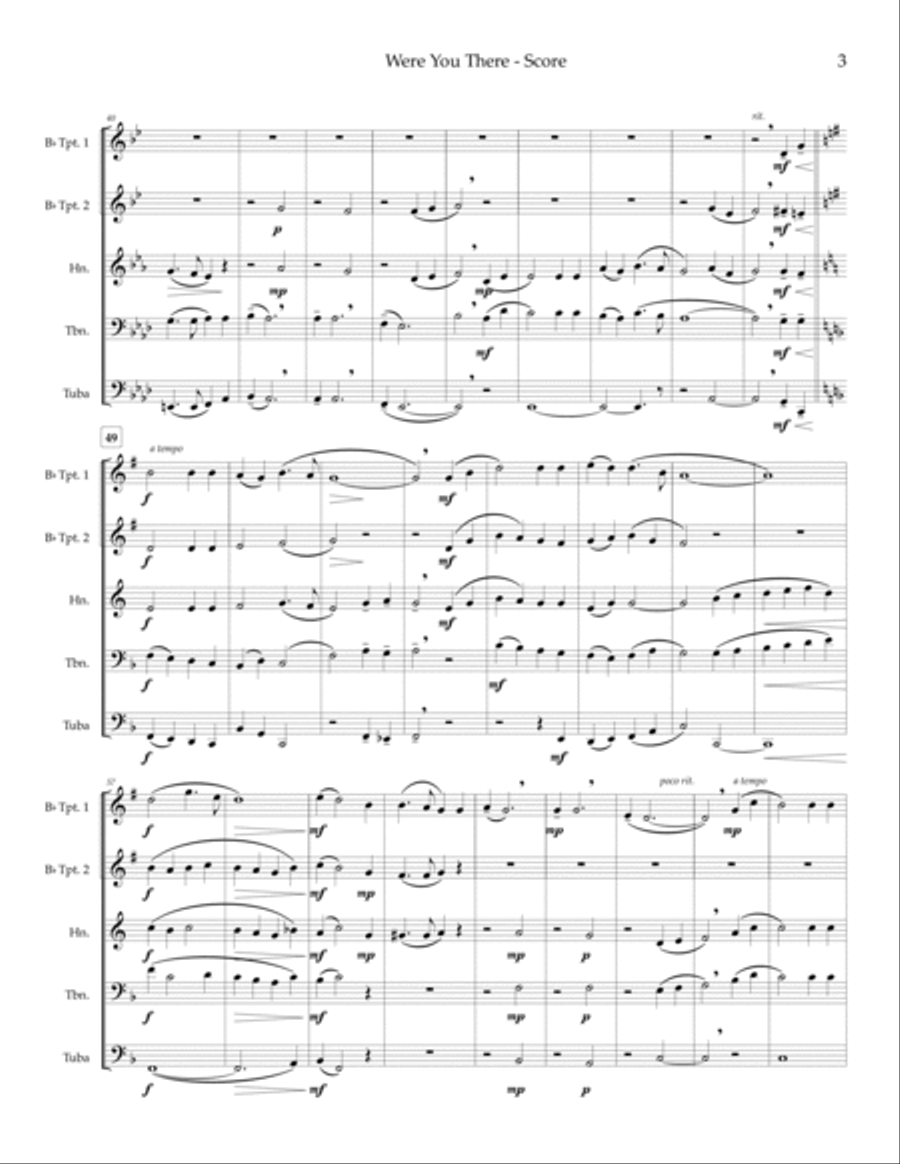 Were You There? (When They Crucified My Lord) - brass quintet Brass Quintet scores gallery preview page 5