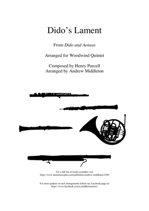 Book cover for Dido's Lament arranged for Woodwind Quintet