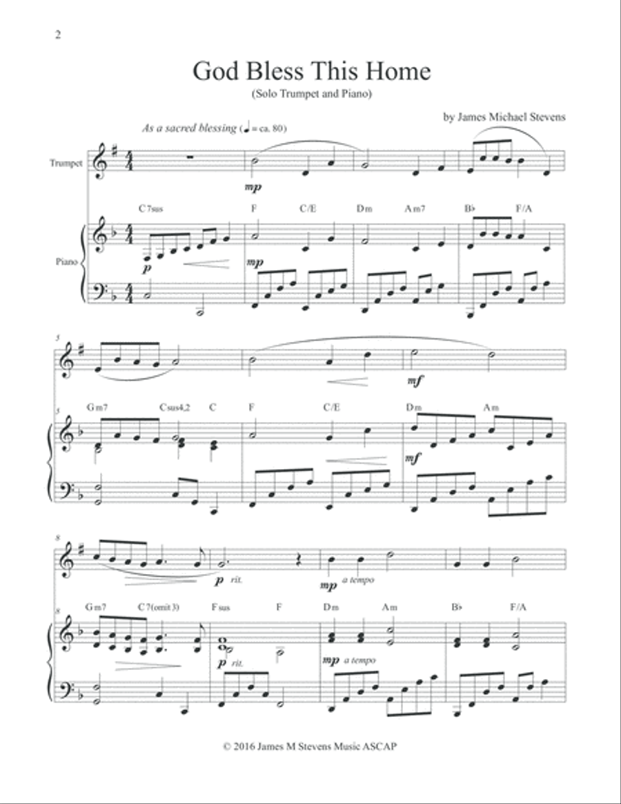 God Bless This Home (Song of Blessing) Trumpet & Piano Trumpet Solo scores gallery preview page 2