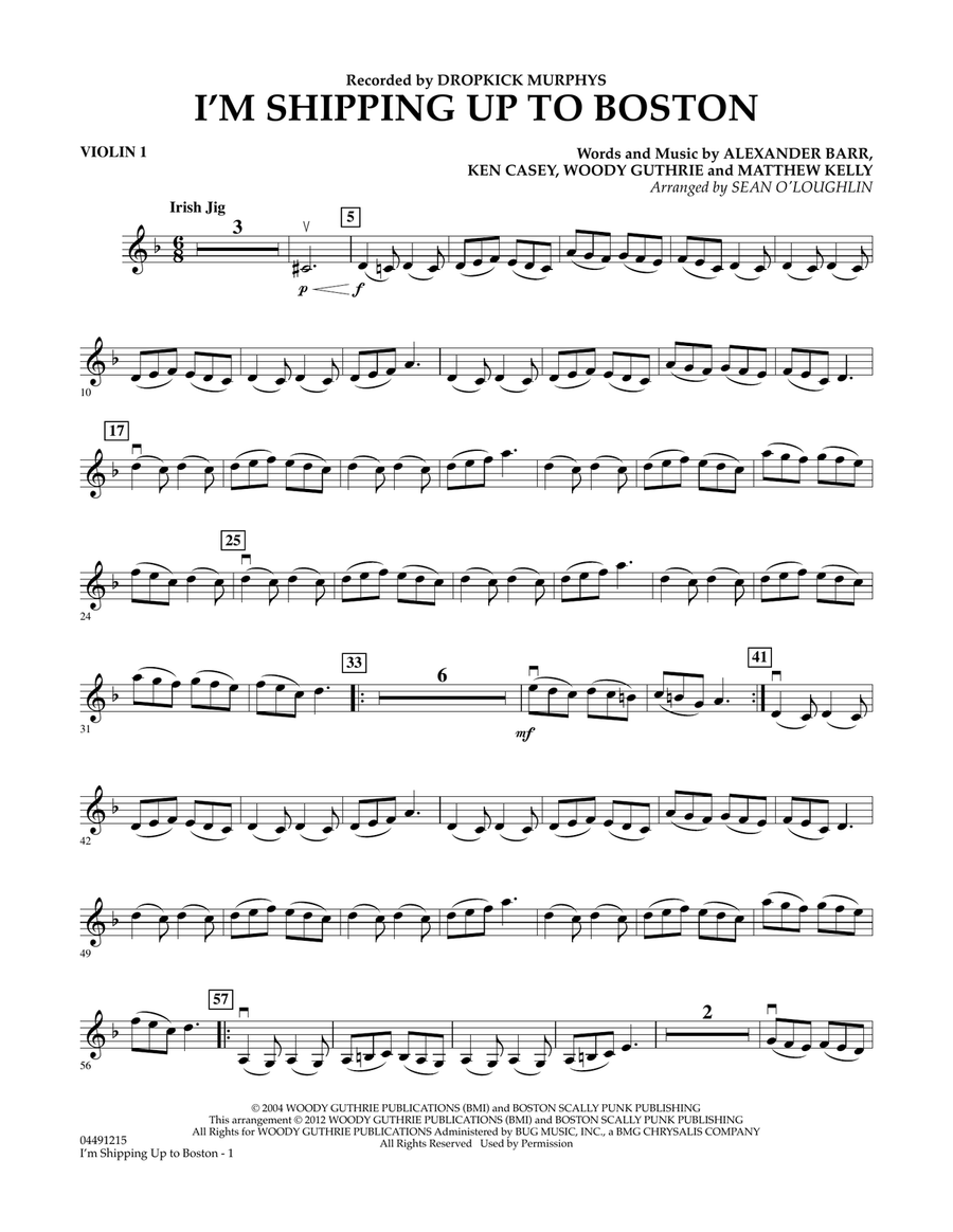 I'm Shipping Up To Boston - Violin 1 Orchestra scores gallery preview page 1
