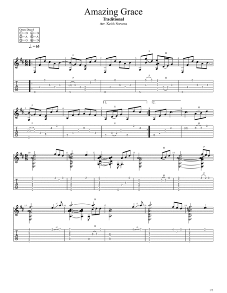 Amazing Grace Guitar Solo scores gallery preview page 2