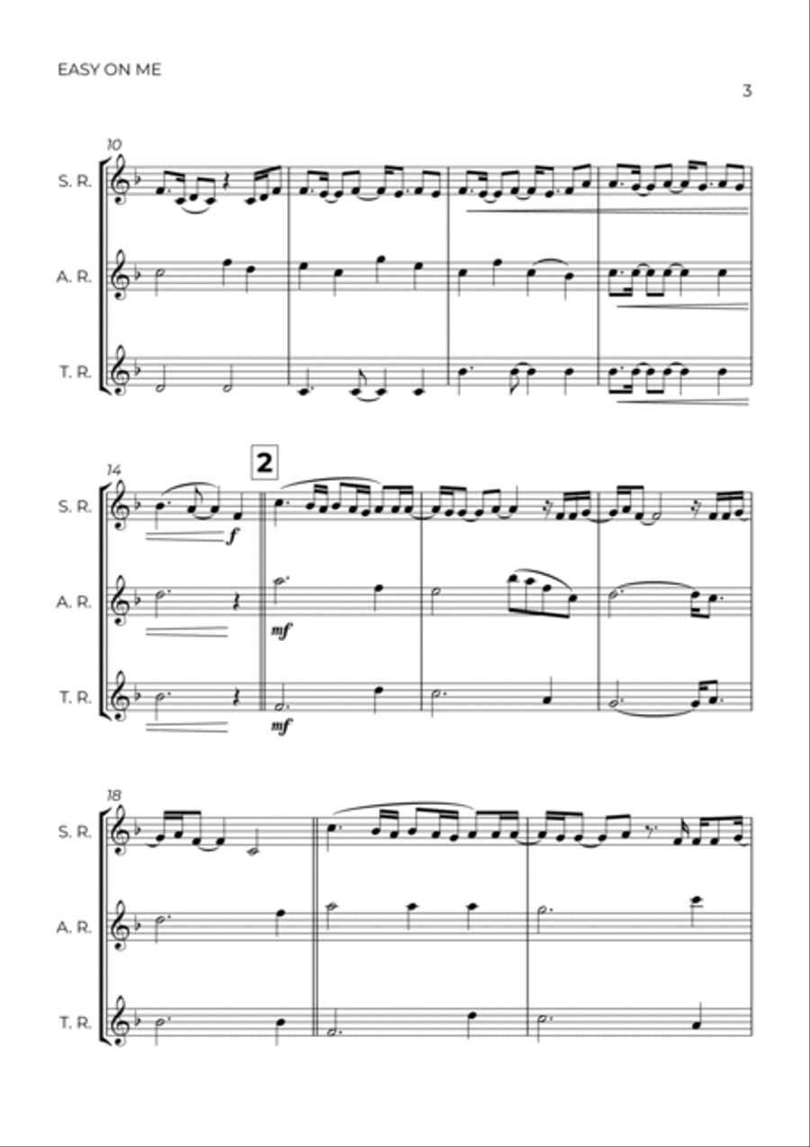 Easy On Me Soprano Recorder scores gallery preview page 3