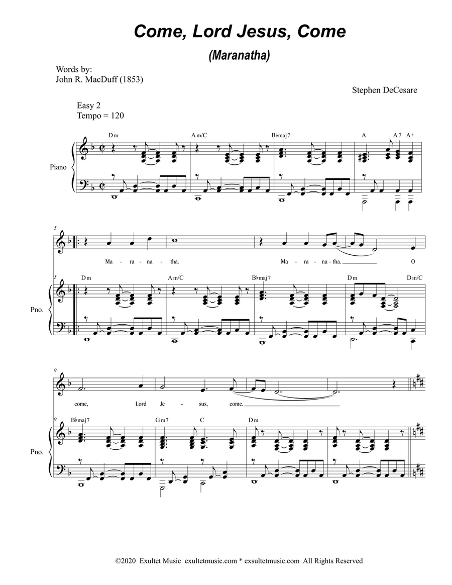 Come, Lord Jesus, Come (Maranatha) (Vocal Solo) Piano, Vocal scores gallery preview page 2