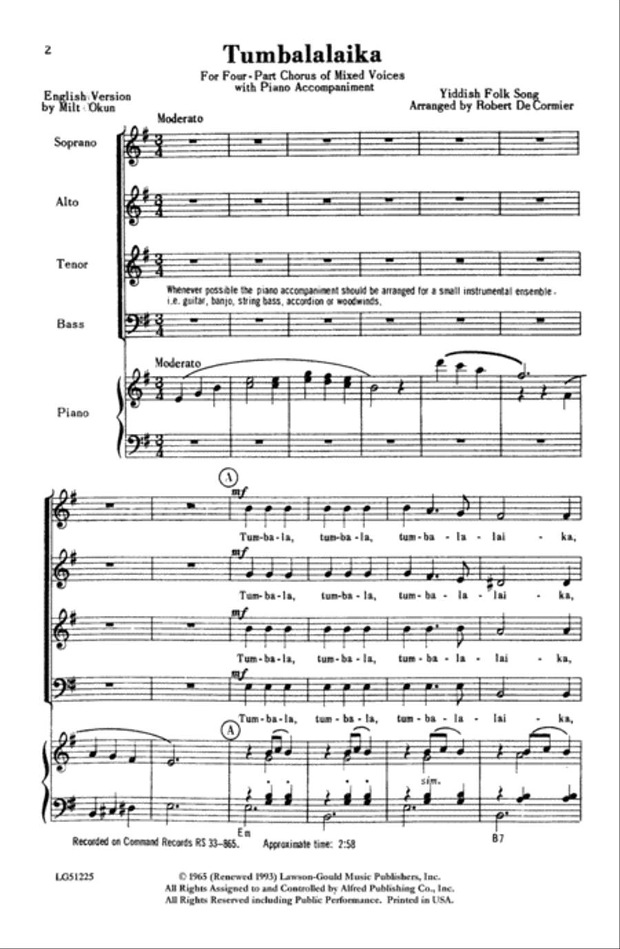 Tumbalalaika Choir scores gallery preview page 1