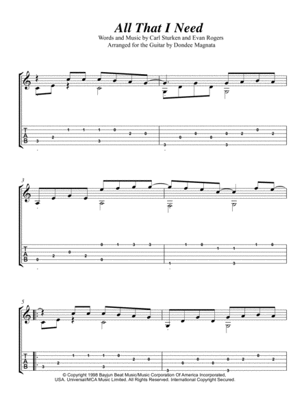 All That I Need by Boyzone Electric Guitar - Digital Sheet Music
