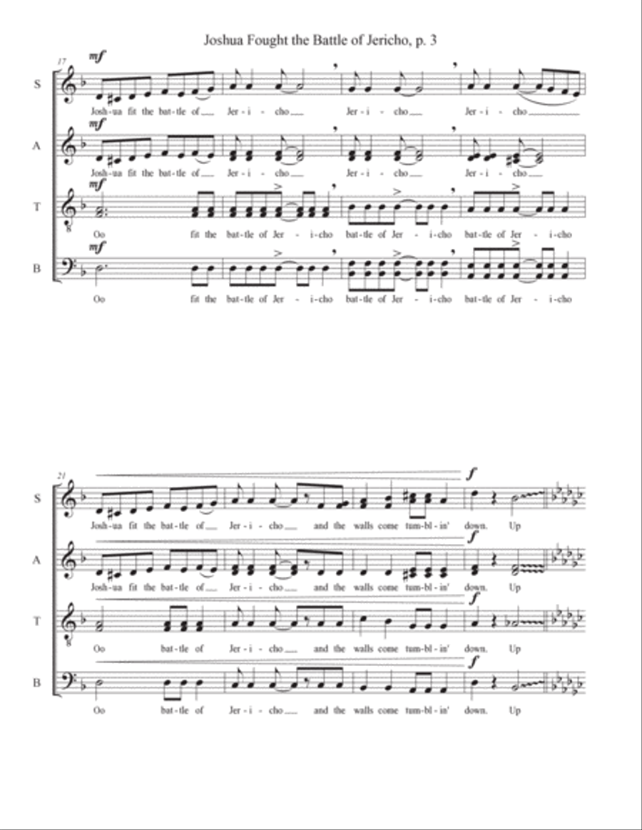 Joshua Fought the Battle of Jericho 4-Part scores gallery preview page 3