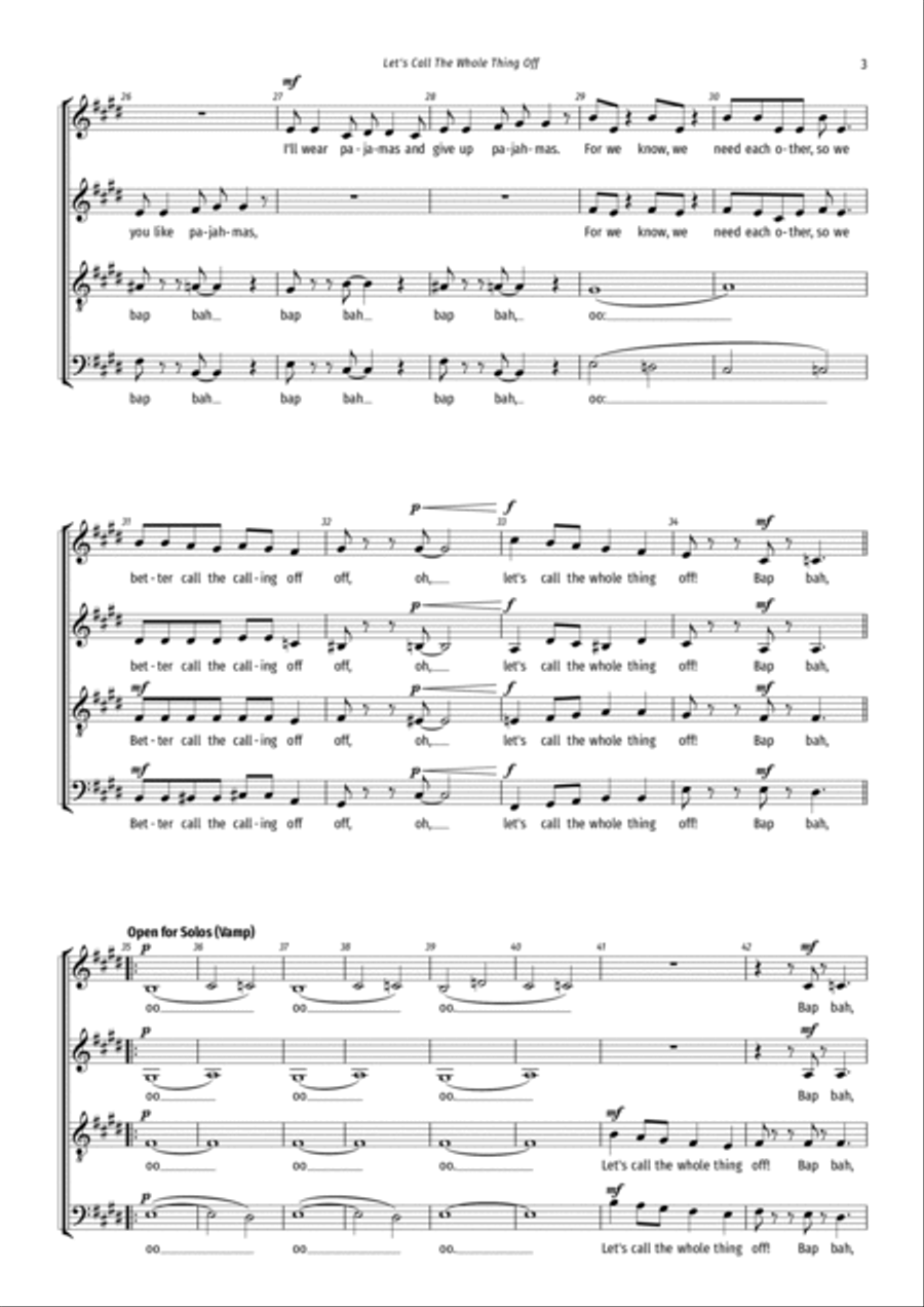 Let's Call The Whole Thing Off 4-Part scores gallery preview page 3
