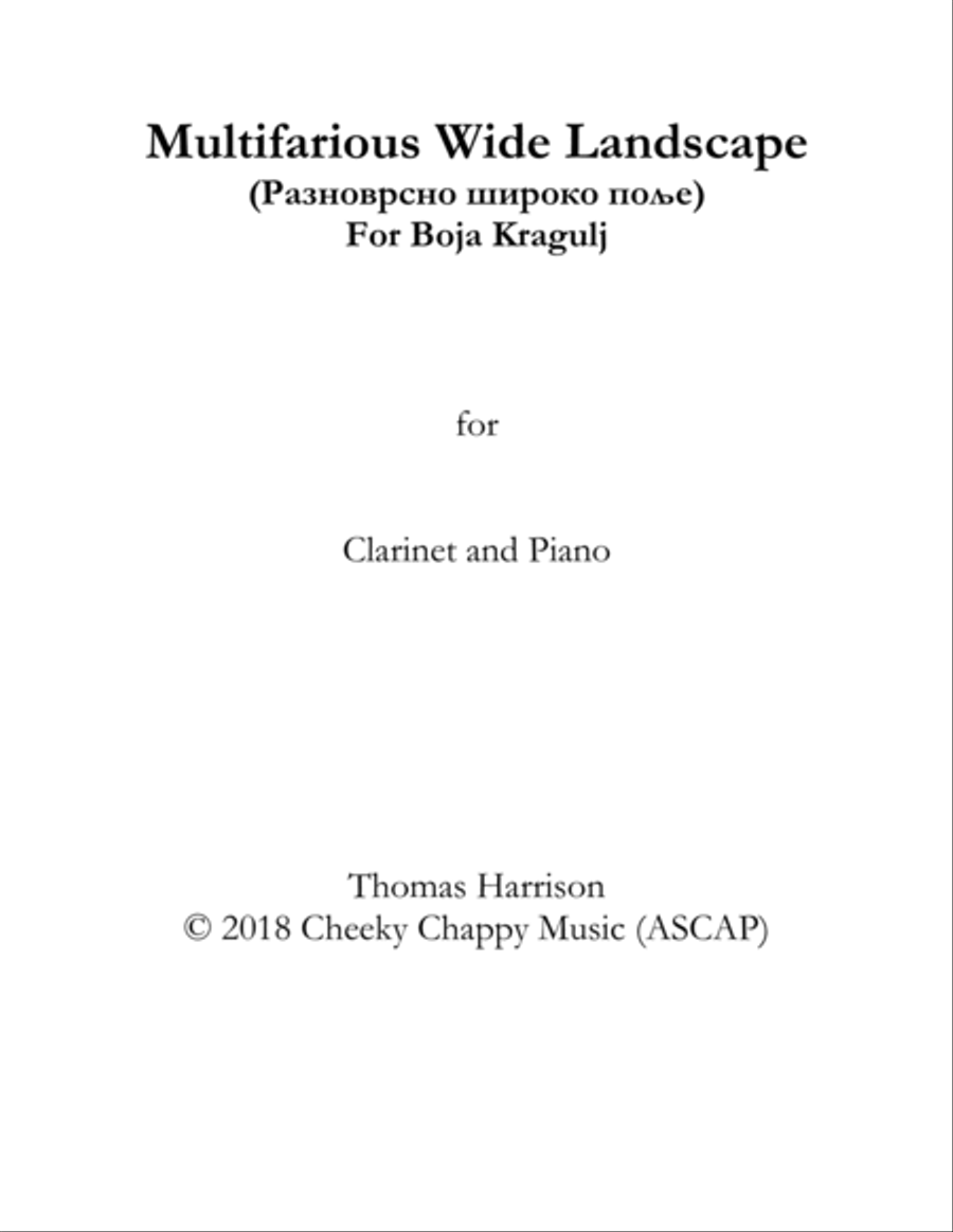 Multifarious Wide Landscape Clarinet Solo scores gallery preview page 1