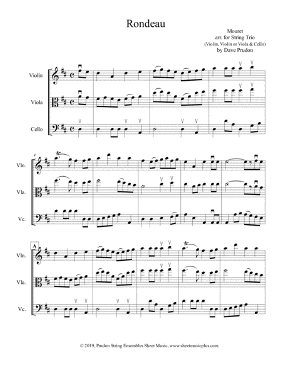Mouret Rondeau for String Trio String Trio scores gallery preview page 1