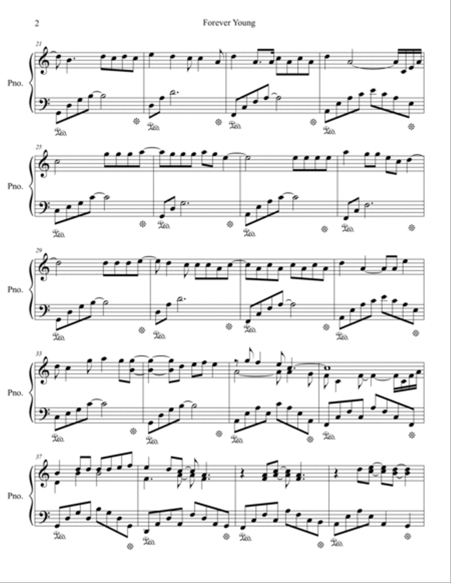 Forever Young Piano Solo scores gallery preview page 3