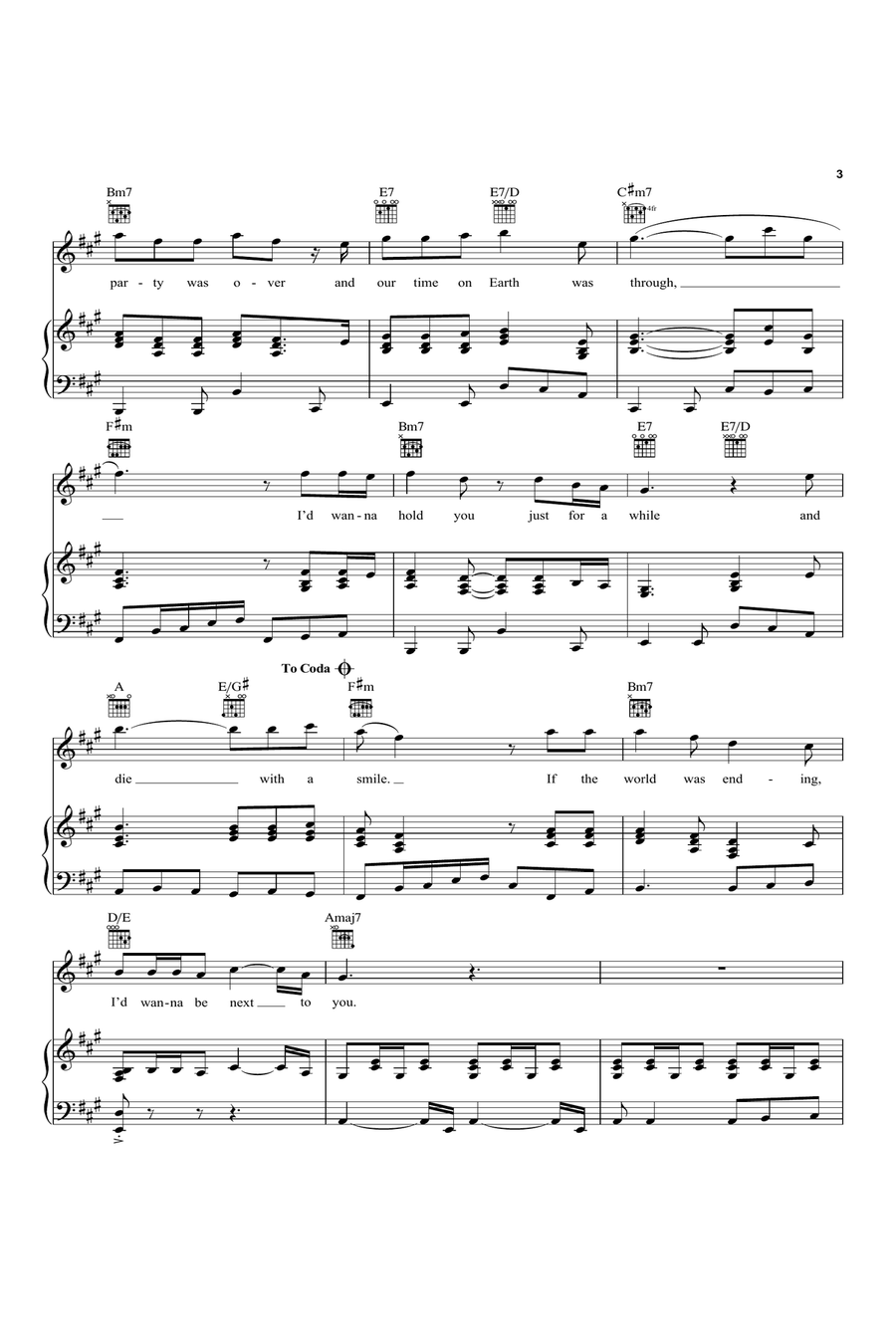 Die With A Smile Piano, Vocal, Guitar scores gallery preview page 3