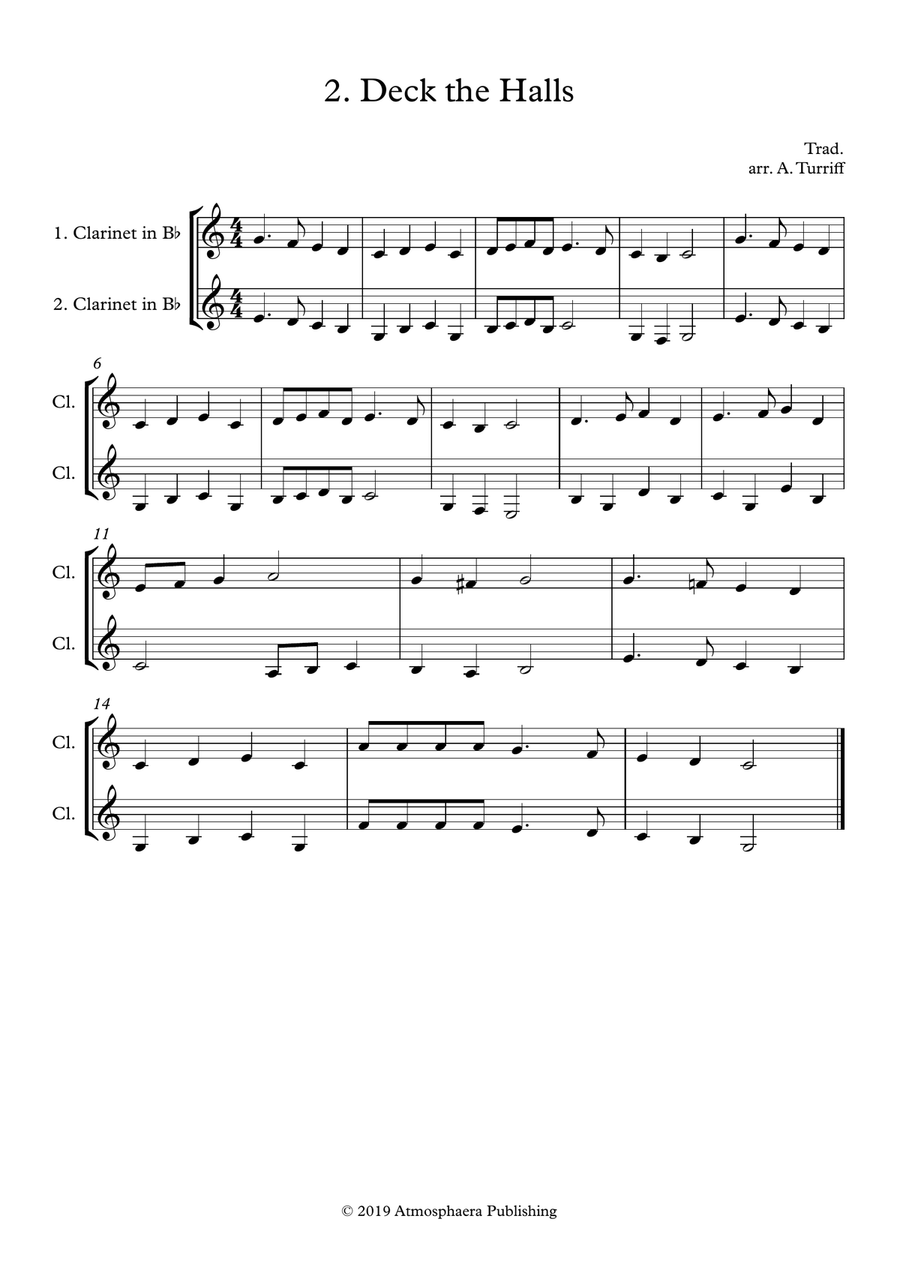 12 Easy Christmas Duets for Clarinet (in the Chalumeanu register) Clarinet Duet scores gallery preview page 3