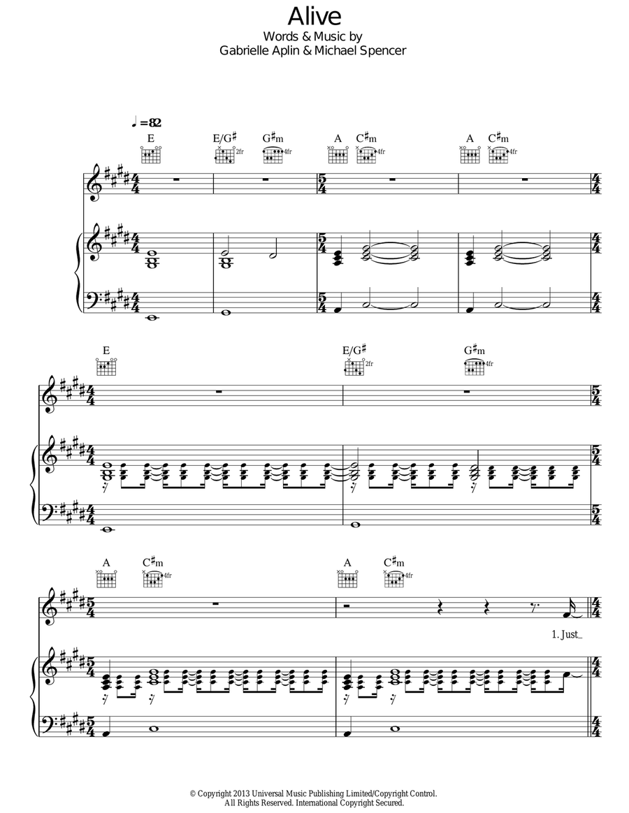 Alive Acoustic Guitar scores gallery preview page 1