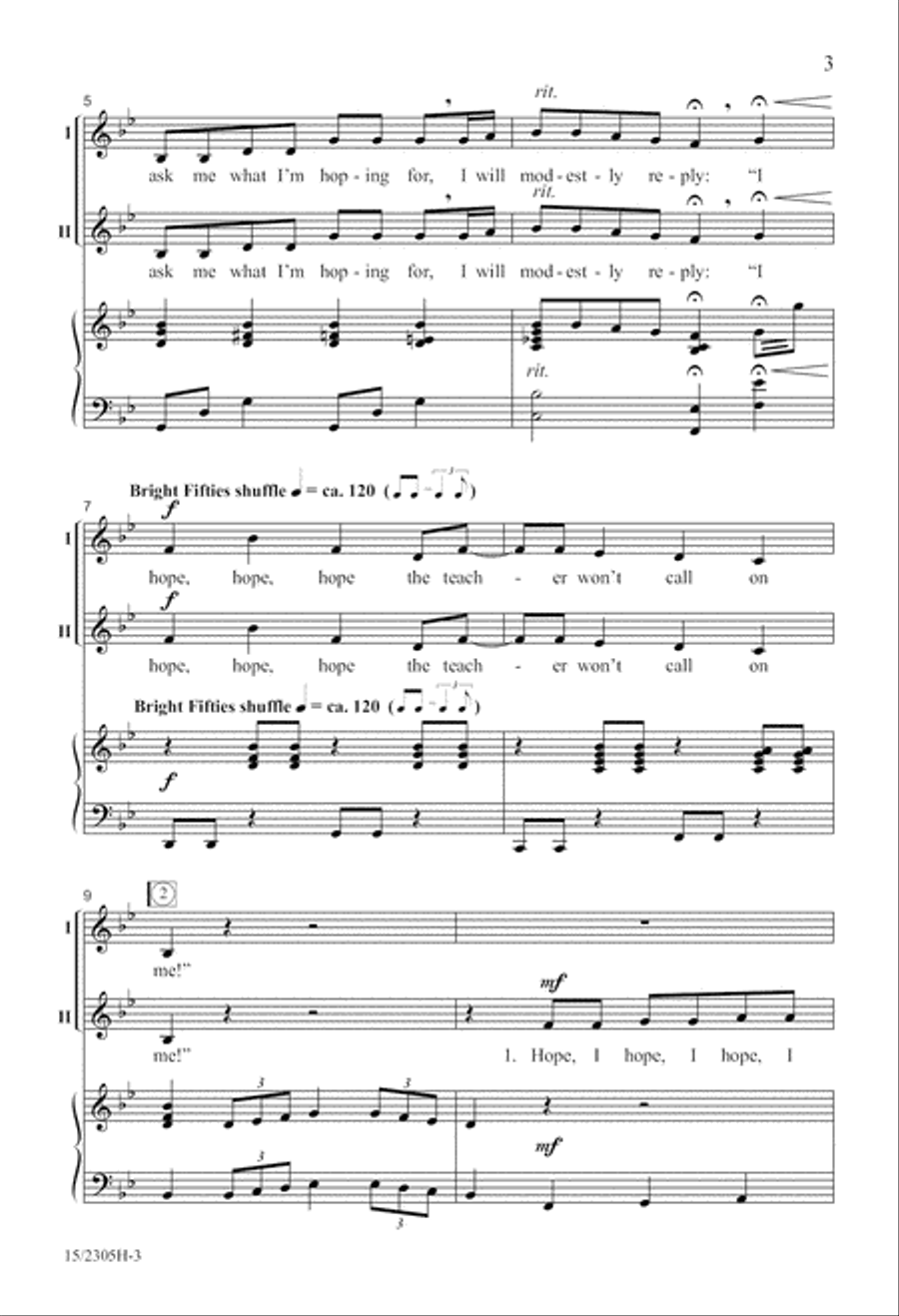 I Hope the Teacher Won't Call on Me! 2-Part scores gallery preview page 4