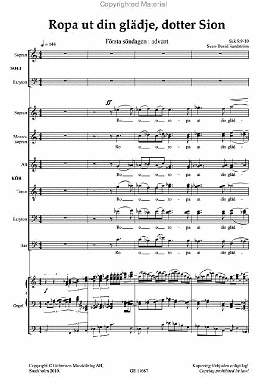 Ropa ut din gladje, dotter Sion Mixed Choir scores gallery preview page 2