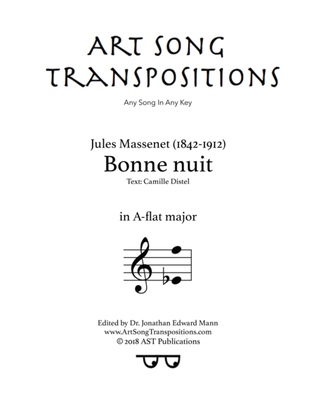 Book cover for MASSENET: Bonne nuit (transposed to A-flat major)