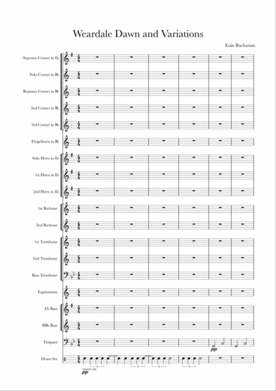 Weardale Dawn & Variations for Brass Band Brass Band scores gallery preview page 1