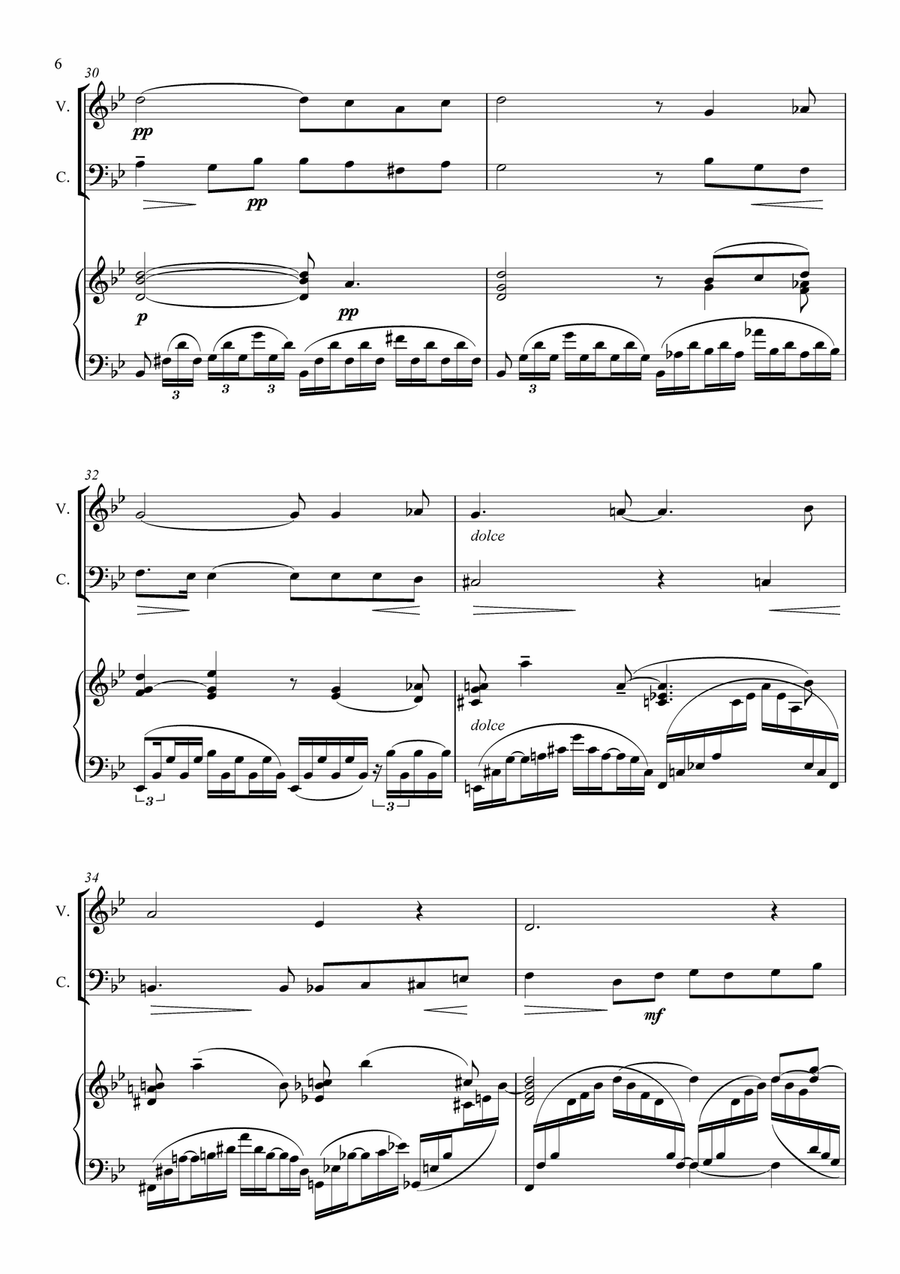 Sergey Rachmaninov-Melody-Op 21 No 9-Arranged for Piano Trio by Svetlana Velichko Piano Trio scores gallery preview page 6
