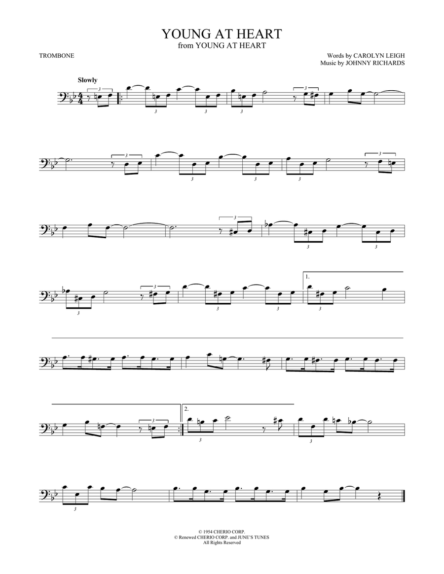 Young At Heart Trombone Solo scores gallery preview page 1
