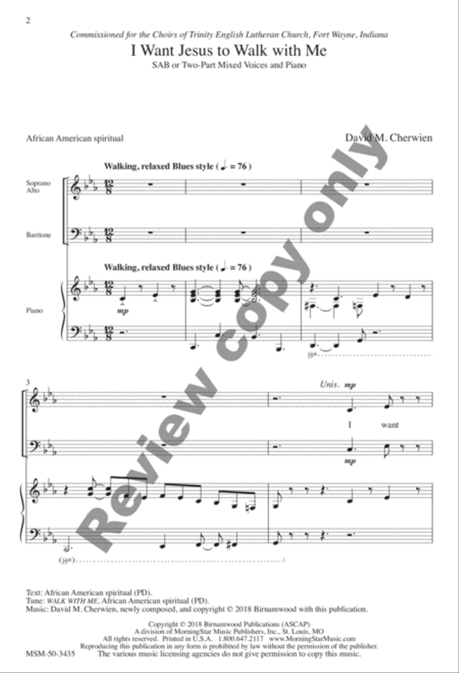 I Want Jesus to Walk with Me 3-Part scores gallery preview page 2