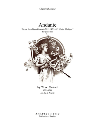 Book cover for Andante from piano concerto no. 21 (Elvira Madigan) for easy piano trio