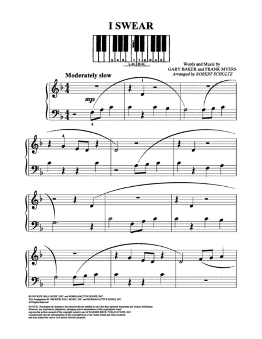 I Swear Easy Piano scores gallery preview page 1