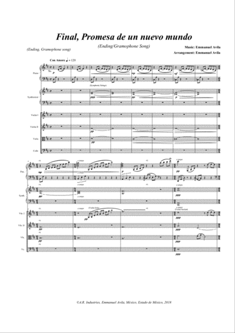 Final, Promesa de un nuevo mundo (Ending, Gramophone song) Chamber Orchestra scores gallery preview page 1
