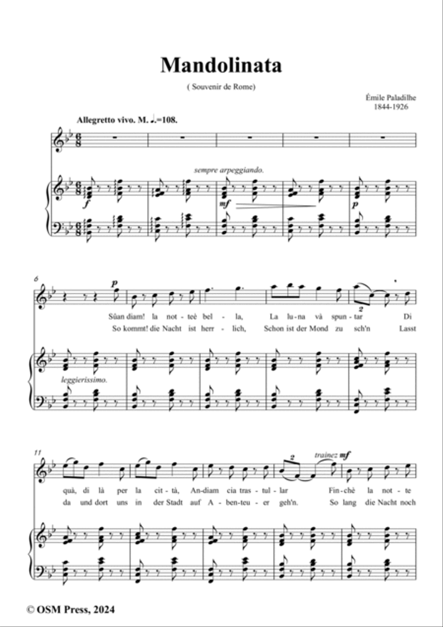 Paladilhe-Mandolinata( Souvenir de Rome),in B flat Major Voice scores gallery preview page 2