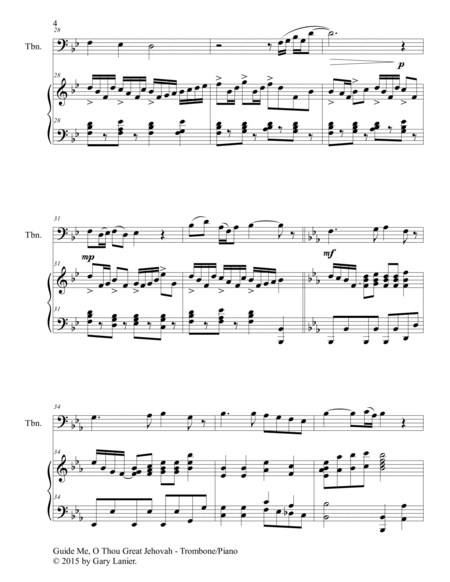 GUIDE ME, O THOU GREAT JEHOVAH (Duet – Trombone and Piano/Score and Parts) image number null