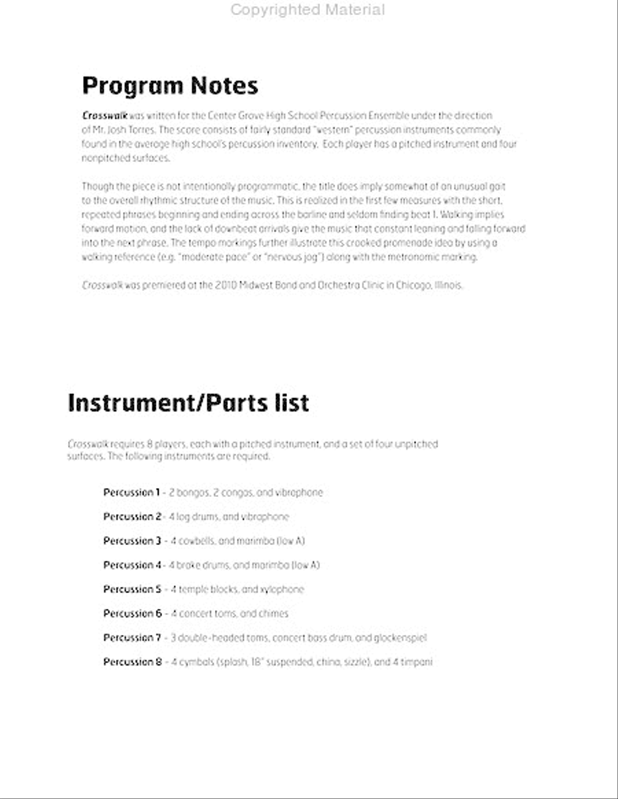 Crosswalk Crosswalk Percussion Ensemble scores gallery preview page 3