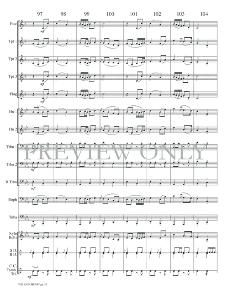 The Lion Heart Small Ensemble scores gallery preview page 15