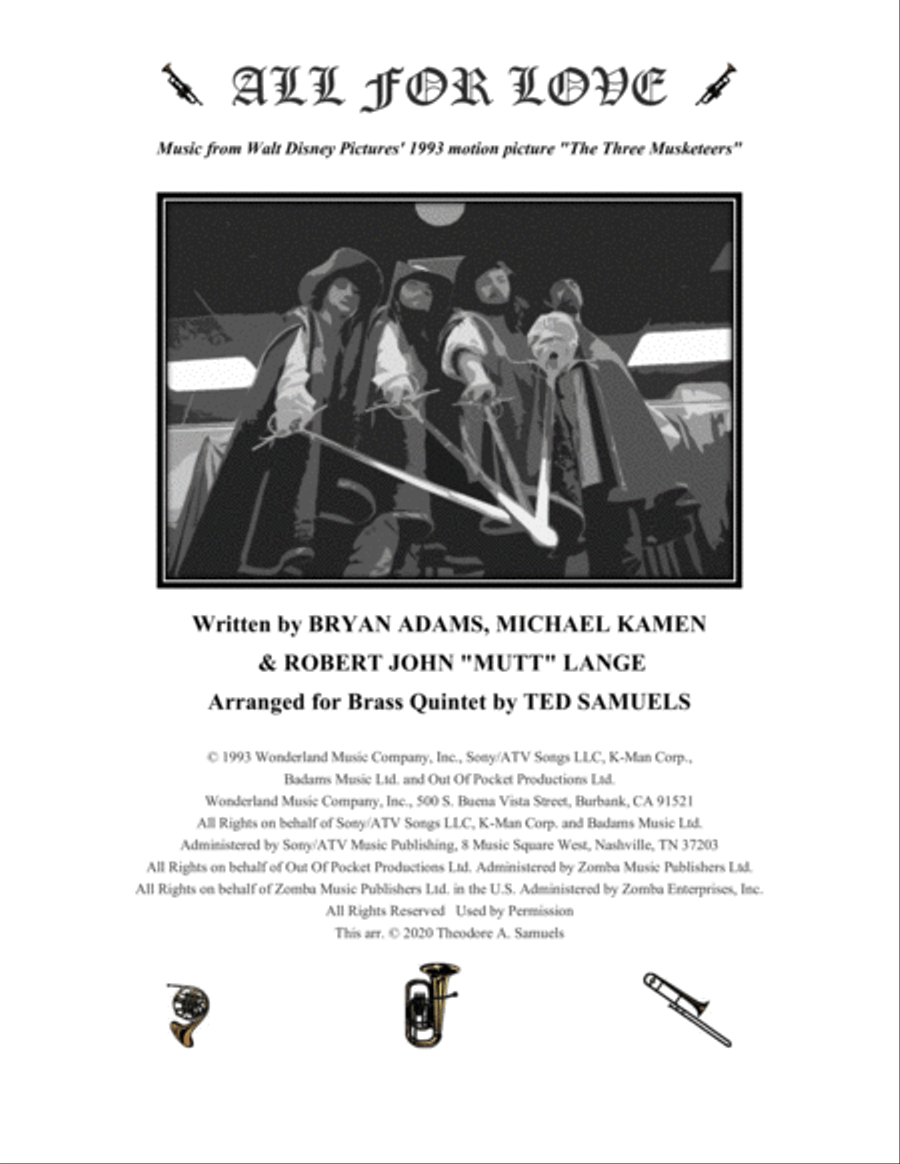 All For Love Brass Quintet scores gallery preview page 1