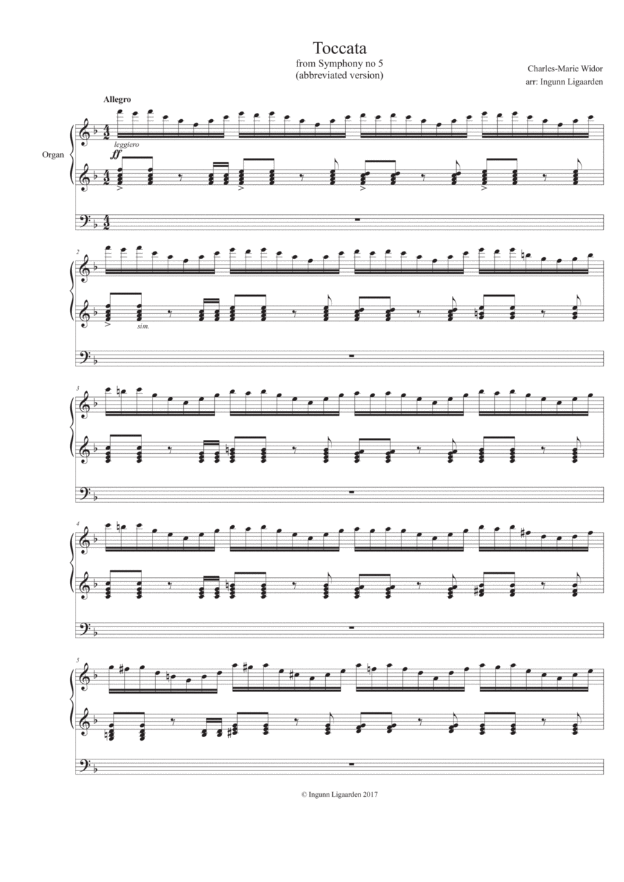Toccata from Symphony for Organ no. 5 - Widor (abridged) Organ Solo scores gallery preview page 1