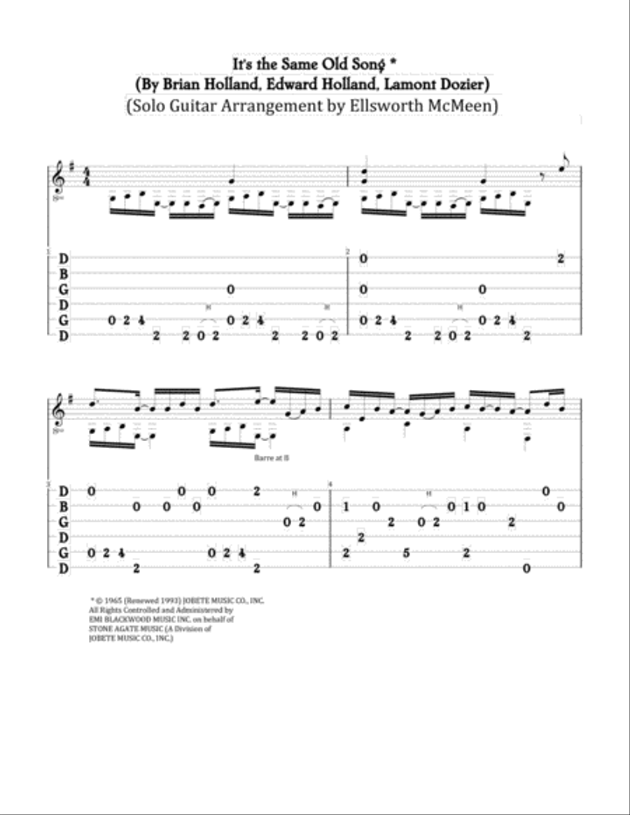It's The Same Old Song Acoustic Guitar scores gallery preview page 1